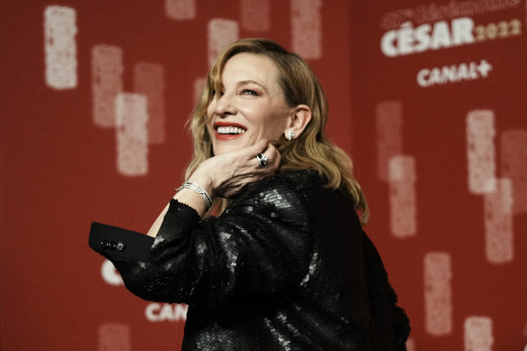 Cate Blanchett, wearing Louis Vuitton at the Cesar Awards in 2022, after being named the French luxury label’s latest house ambassador.