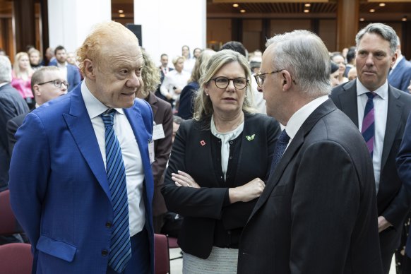 Anthony Pratt and Prime Minister Anthony Albanese at Parliament House in August.