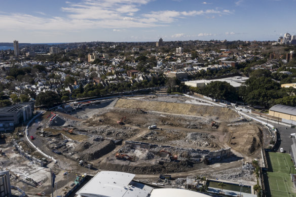 The demolition site of Sydney Football Stadium earlier this year.