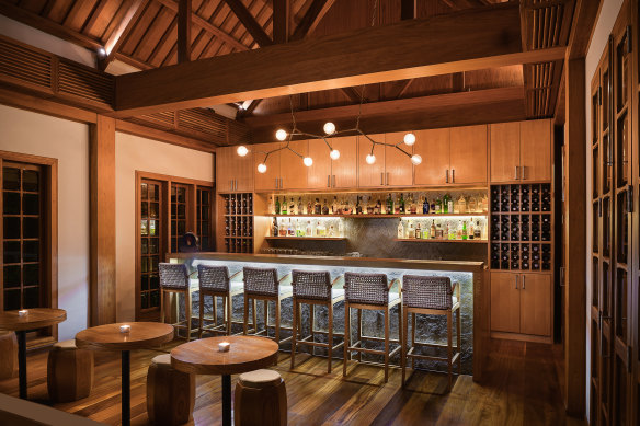 Guest bar … “cleverly designed to blend in with Luang Prabang’s colonial architectural heritage”.