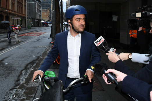 Sam Dastyari leaves the ICAC in Sydney last month.