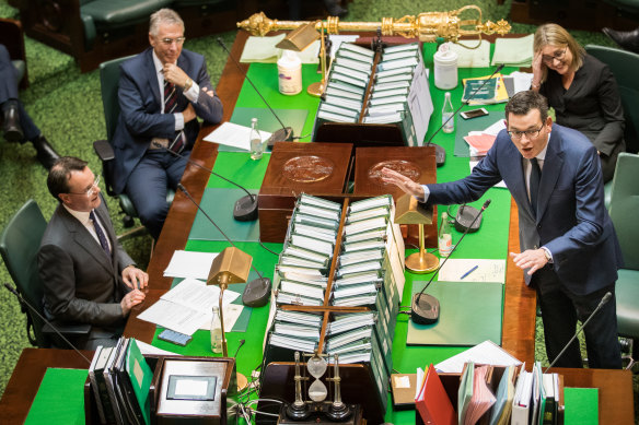 Premier Daniel Andrews in question time on Tuesday.