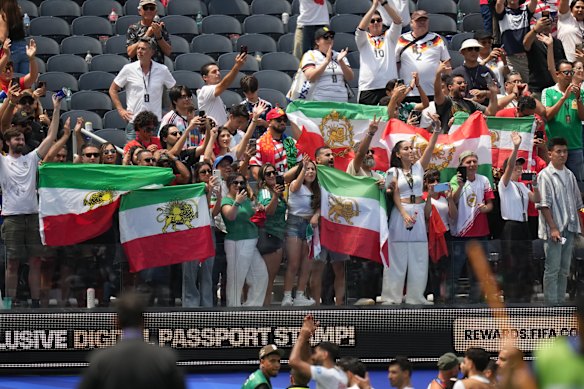 Many pre-revolutionary Iran flags made it inside LoFi Stadium.