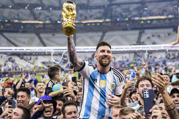 Lionel Messi after Argentina’s win against France at the 2022 World Cup in Qatar.