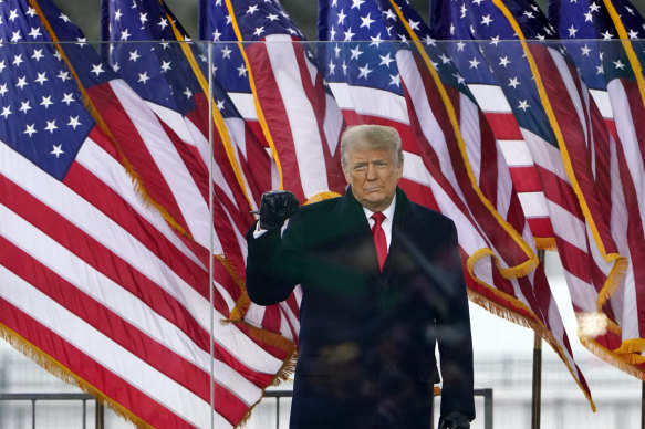 US President Donald Trump arrives to speak at a rally of his supporters in Washington. His appearance there lit the fuse under an unprecedented day of carnage in the US capital.