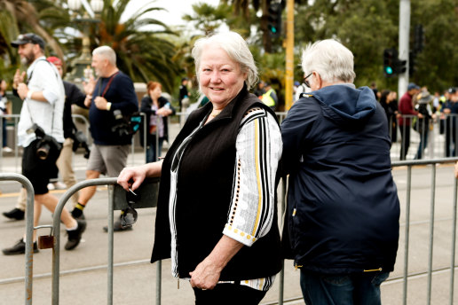 Parade spectator Angela Woods, who was a strapper for a horse in the 1976 Melbourne Cup.