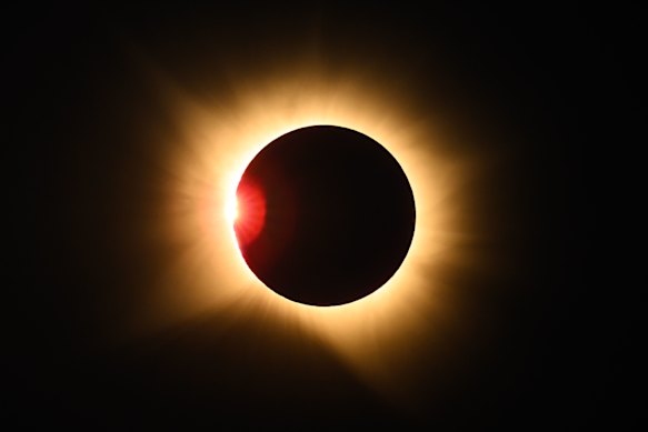 The total solar eclipse is seen in Palencia, Spain.