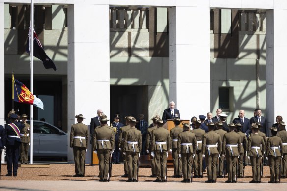 Governor-General David Hurley reads the proclamation.