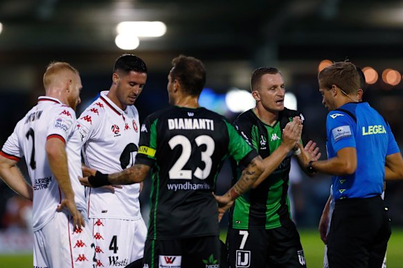 Western striker Besart Berisha fumed at not being awarded a late penalty.