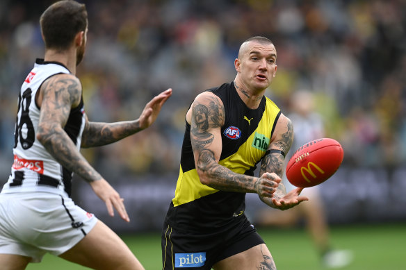 Dustin Martin in action against Collingwood.