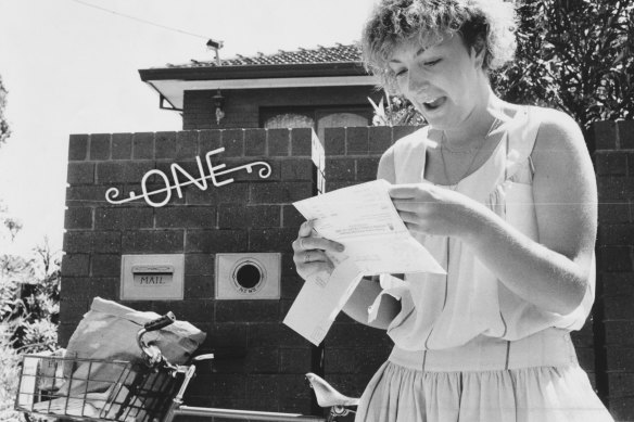 The long wait ends for Antonella Smarrelli as she opens her Victorian HSC results letter that arrived at her house in 1985.