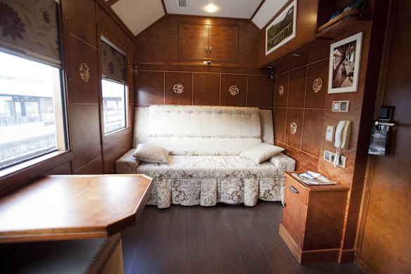Inside one of the train’s guest compartments.