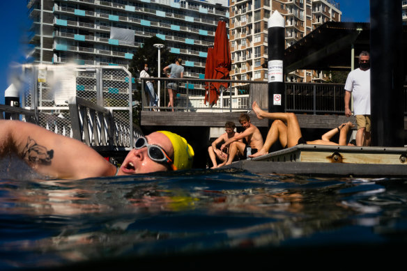 Glebe resident Annie Wylie swims in Elizabeth Bay because her usual spots are outside her local area. 