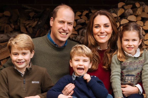 Prince William, Duke of Cambridge and Catherine, Duchess of Cambridge with their three children Prince George (left), Princess Charlotte (right) and Prince Louis. 