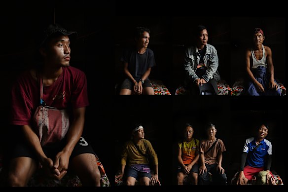 From left: Saw Stay Par, Htoo Htoo, Saw Heh Klee Moo, Saw Hay Moo, Saw Tha Bo Htoo, Saw Sat Ma Set Tay, Vethala and Ko Jesko Jes from Pu Lu Palaw village in Myanmar.

