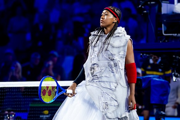 Naomi Osaka paid homage to NBA great Allen Iverson for her opening look ahead of her first-round match at the US Open.