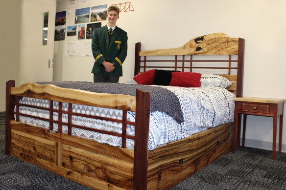 Tamworth student Liam Rodgers was blown away by his state rank, which he earned for making a queen-sized bed.