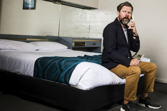 Fond childhood memories: comedian Tim Ross takes a nostalgic stay in the Town and Country Motel in Strathfield.
