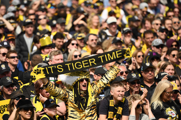 Tigers fans out in force at the 2019 grand final celebration. 