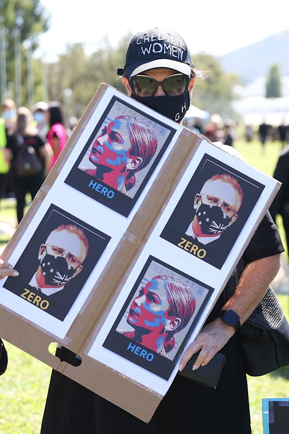 A sign at the Canberra March 4 Justice. The PM did not come outside to meet the protesters, but did invite event organisers to meet with him in his office.