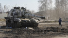 A damaged Russian tank in the town of Trostsyanets, about 400 kilometres east of Kyiv.