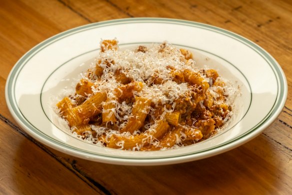 Rigatoni made in-house and served with a minced wallaby and pig skin curry sauce.