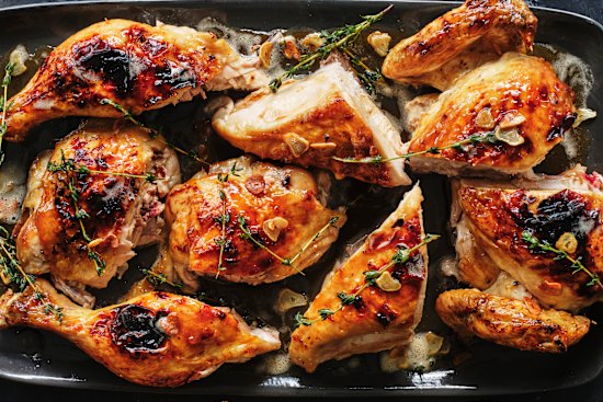 Adam Liaw's easy roast chicken with butter and thyme.