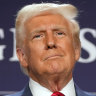 President Donald Trump speaks at the 2025 House Republican Members Conference Dinner at Trump National Doral Golf Club.
