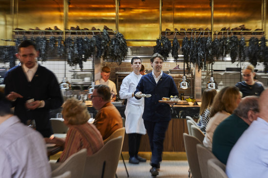 Josh Niland (centre) at the new Saint Peter, in Paddington’s Grand National Hotel.