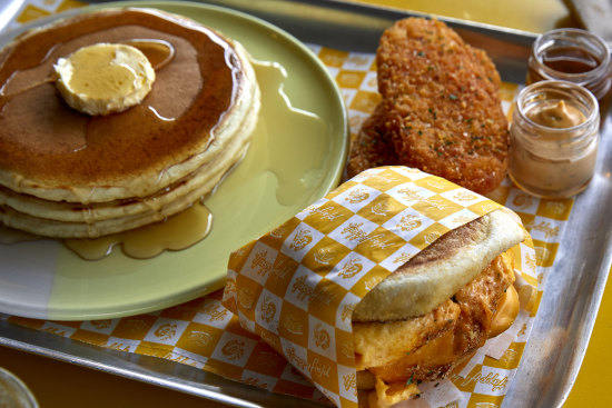 The Happiest Meal comprises two hash browns, a “McLovin Muffin” with egg, cheese and chicken sausage, and three pancakes.