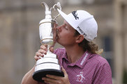 Cameron Smith kisses the Claret Jug at St Andrews last month.