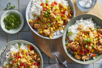 Miso-butter chicken corn hash.