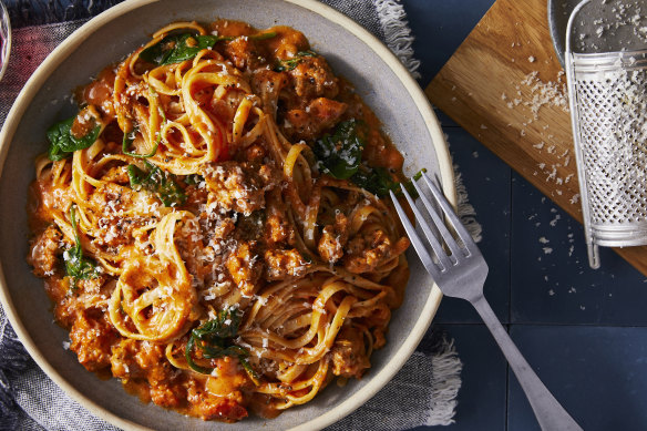 RecipeTin Eats’ creamy tomato sausage pasta.
