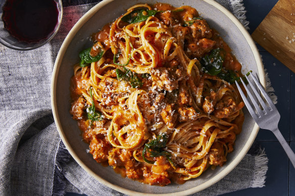 Chilli flakes can spice up RecipeTin Eats’ creamy tomato sausage pasta.