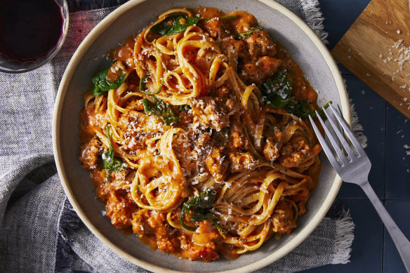 RecipeTin Eats’ creamy tomato sausage pasta.