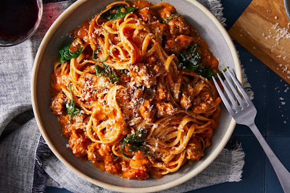 RecipeTin Eats’ creamy tomato sausage pasta.