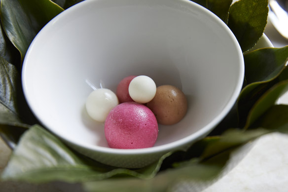 Selection of native-fruit sorbets (muntries, quandongs, lemon aspen and more).