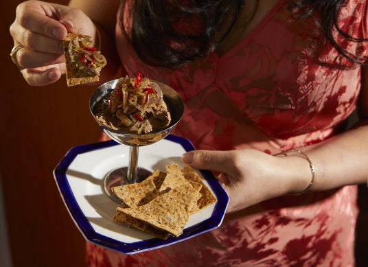 Rosheen Kaul’s jazzed-up supermarket pâté with peppery shallot sambal.
