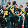 Australia’s death bowling prevails in rain-shortened 10-over slogfest