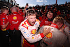 Brodie Kostecki driver of the #17 Shell V-Power Racing Team Ford Mustang GT celebrates after winning the Repco Bathurst 1000.