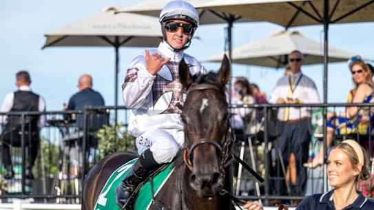 Brock Ryan returns on Count De Rupee after winning the Victory Stakes at Eagle Farm on Saturday