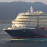 The Queen Anne arrives in Southhampton ahead of its first cruise.