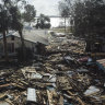 Destruction to the Faraway Inn Cottages and Motel in the aftermath of Hurricane Helene, in Cedar Key, Florida.