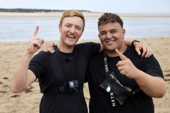 Stathi Vamvoulidis and Rob Harneiss, the winners of the first Australian season of reality series Hunted. 