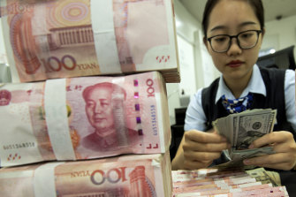 The yuan has fallen sharply against the US dollar as investors take their money out of China.