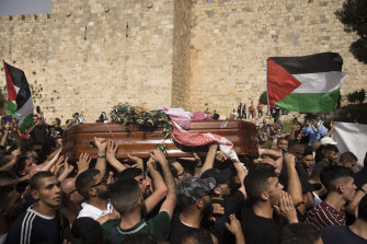 Family and relatives attend the funeral of Al Jaseera reporter Shireen Abu Akleh in Jerusalem, Israel. 