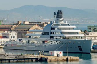 Russian billionaire Roman Abramovich super yacht Solaris has is moored at Barcelona.