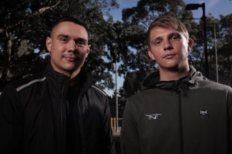 Tim and Nikita Tszyu at the promo for the upcoming Battle of the Brothers.