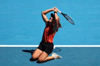 Clive Brunskill captures the emotion of Australian Maddison Inglis as she celebrates a win at this year’s Open.
