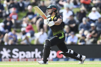 Marcus Stoinis bats for Australia in a T20 international against New Zealand in Dunedin in February.